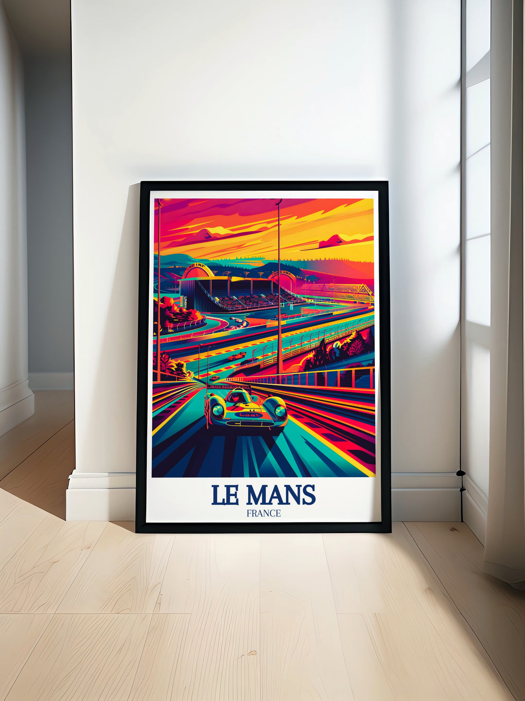 Celebrate the spirit of Le Mans with this wall art that brings the iconic Circuit de la Sarthe into your home, offering a glimpse into the world of French racing and the citys enduring legacy.