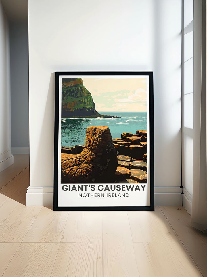 Modern wall decor featuring the Giants Boot, capturing the stunning views and intriguing formation, ideal for adding a touch of Irish coastal charm and mythology to any space.