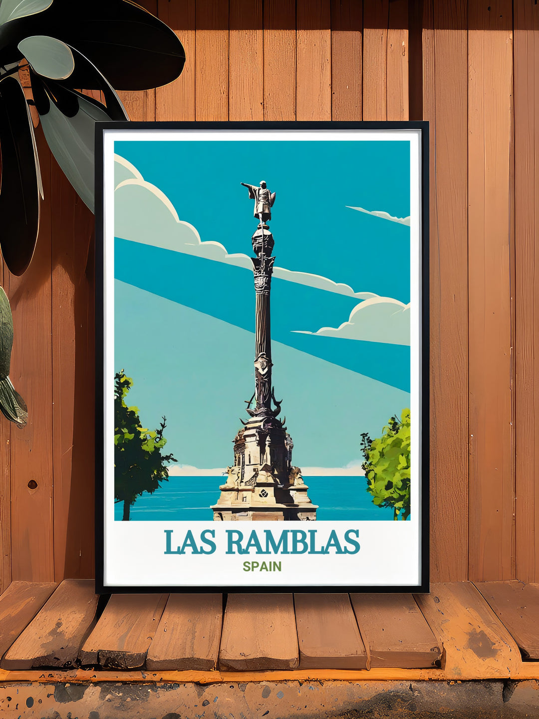 Transform your living space with this vintage poster of the Columbus Monument in Spain, capturing the historical significance and architectural beauty of this iconic landmark. A must have for those who appreciate Spanish history.