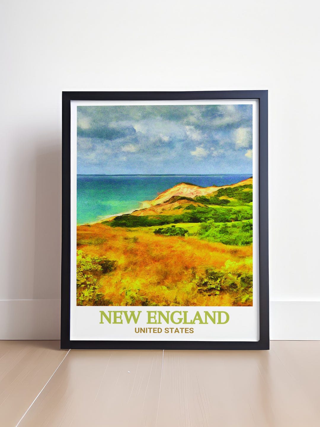 Vintage travel print featuring Marthas Vineyard and the New England Trail a perfect combination of coastal charm and natural beauty. Ideal for those who love national park art or want to bring a touch of nature into their home decor.