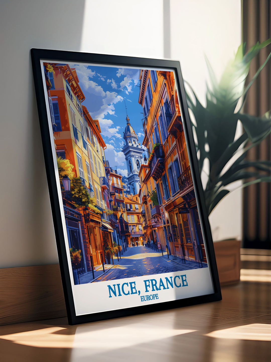 Immerse yourself in the beauty of Vieux Nice with this detailed art print, featuring the narrow alleys, historic architecture, and bustling marketplaces that define this iconic district.