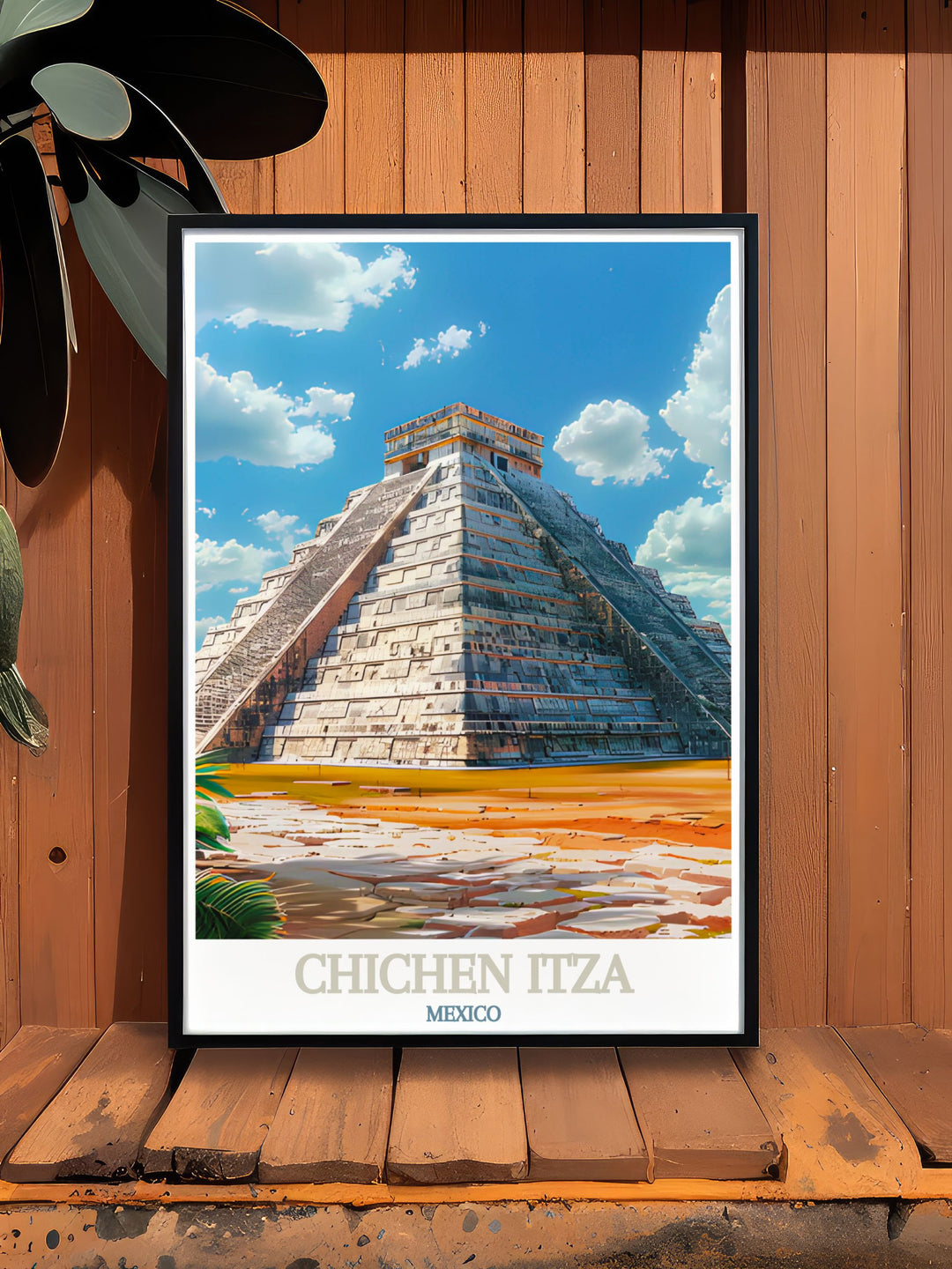 This Chichen Itza travel poster brings the ancient city to life, perfect for those who love historical landscapes. Featuring the iconic El Castillo, this travel poster is perfect for those who appreciate Mexicos archaeological and cultural richness.