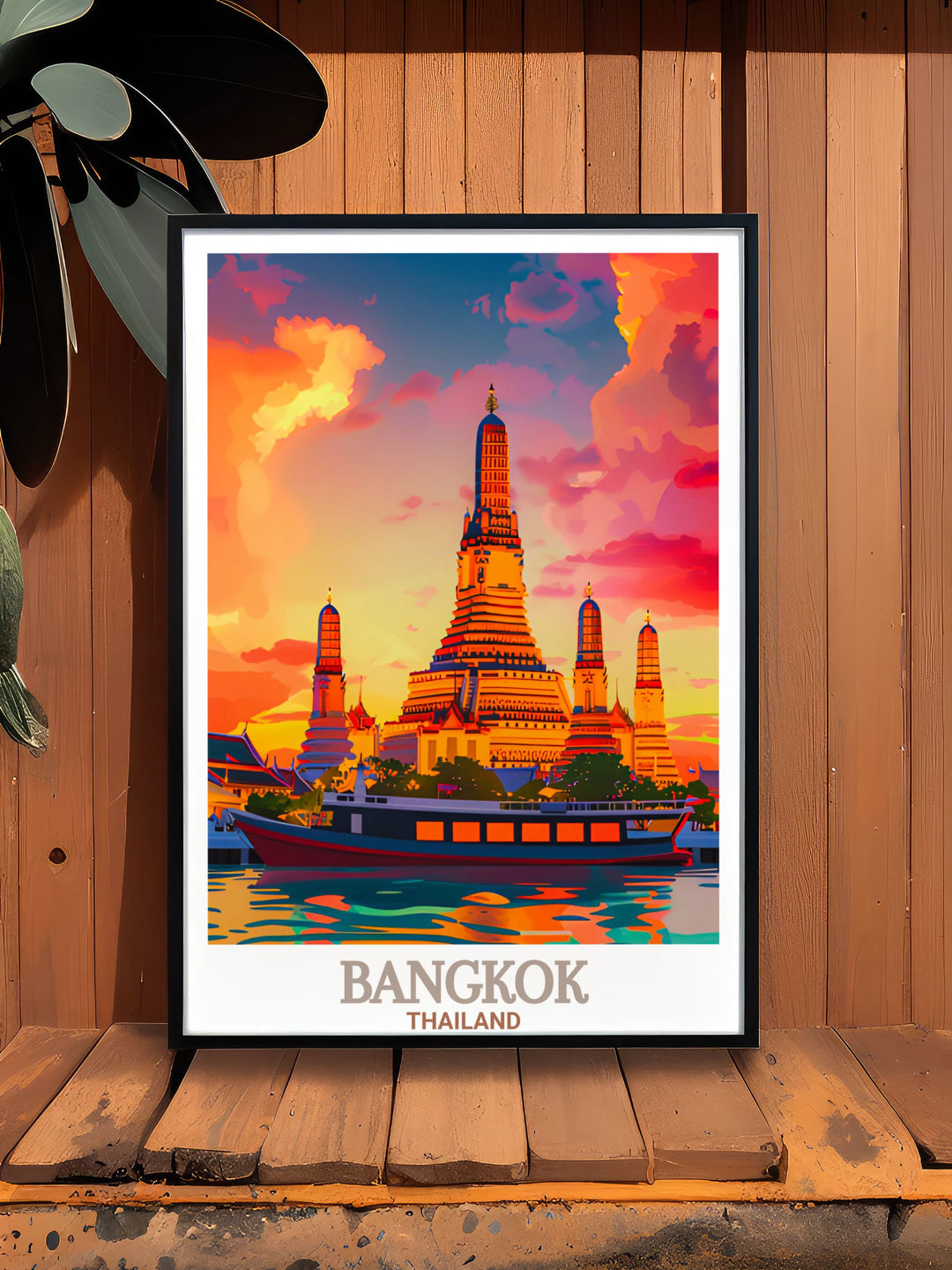 Bangkok Painting with Wat Arun highlighting the temples majestic presence ideal for personalized gifts and creating a sophisticated atmosphere in your home