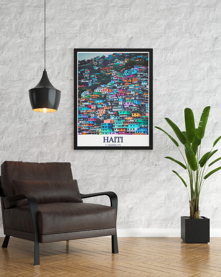 A beautifully detailed art print featuring Port au Prince and Jalousie, this piece captures the heart of Haiti. Ideal for personalizing your space with bold colors or giving as a special gift to celebrate Haitian culture.