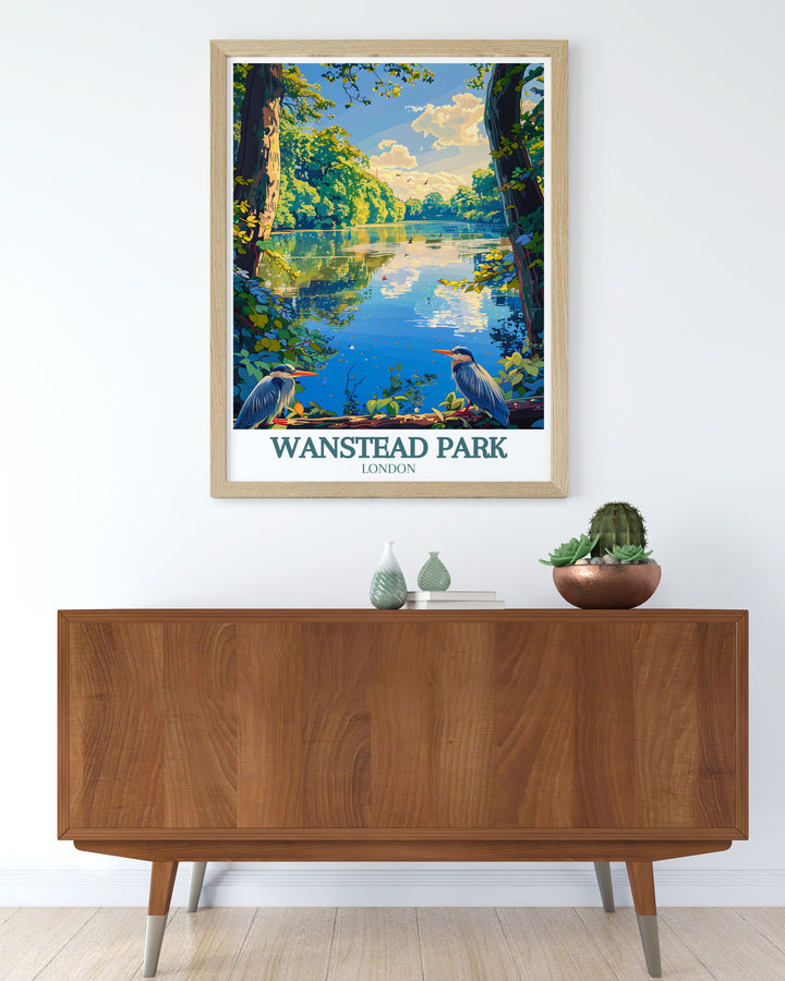 Stunning Wanstead Park artwork featuring detailed illustrations of the parks diverse landscapes. Perfect for nature wall art collectors looking to celebrate East Londons hidden gem.