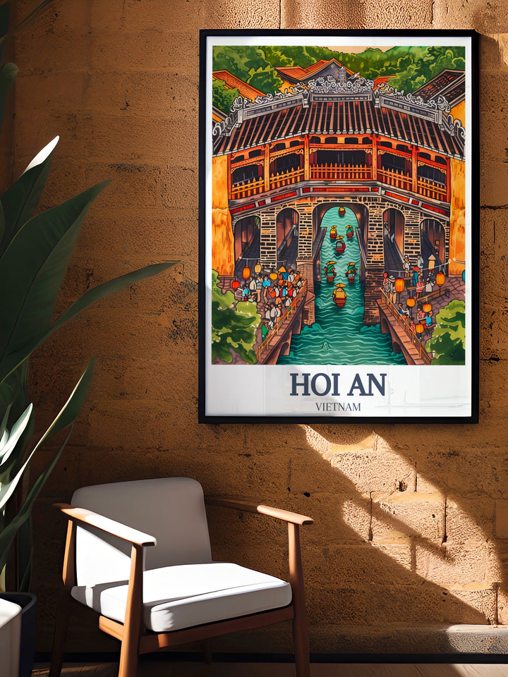 A beautiful Hoi An poster print showcasing the colorful streets and historic charm of this UNESCO World Heritage town. Perfect for adding a touch of Vietnams cultural beauty to your home décor, this print captures the essence of Hoi Ans vibrant spirit.