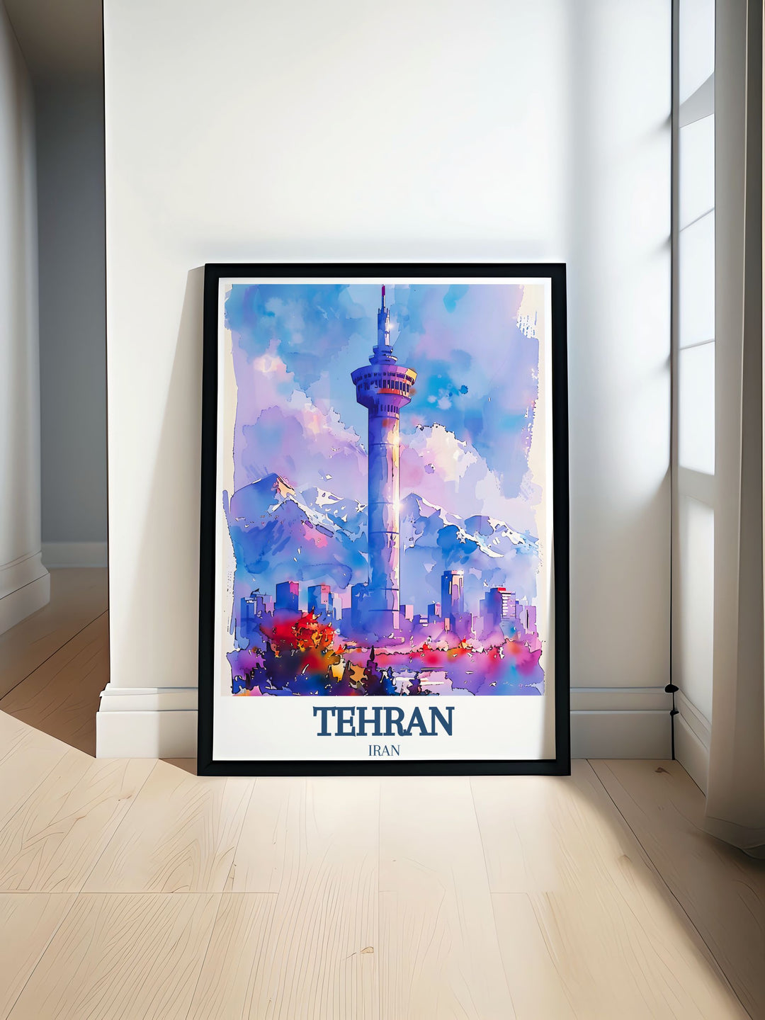 Tehran Art Print featuring the majestic Alborz Mountain backdrop perfect for adding elegance to your living room decor and personalized gifts for any occasion