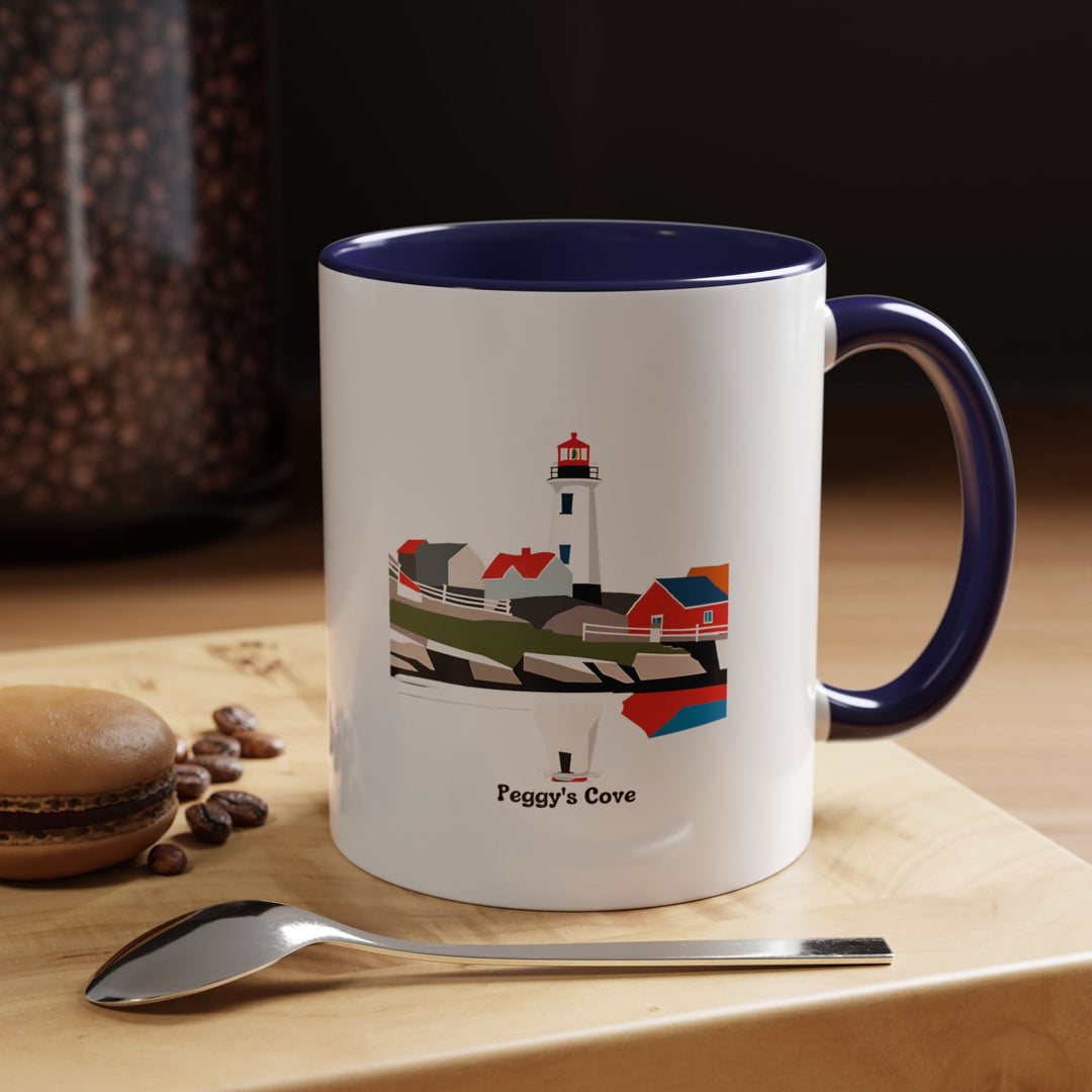 A beautifully designed Peggy's Cove Mug featuring the iconic lighthouse and stunning coastal scenery. Perfect for coffee or tea lovers, it showcases the charm of Nova Scotia. Durable and dishwasher-safe, this mug makes a wonderful gift or keepsake.