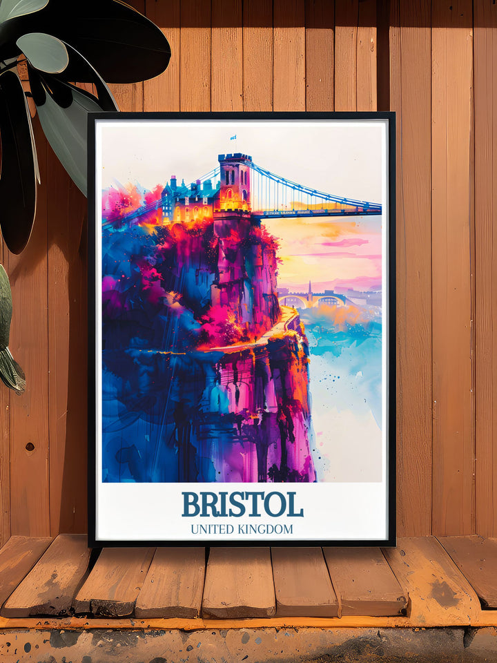Beautiful Ashton Court print showcasing the thrill of mountain biking on the Nova Trail MTB. Includes the Clifton suspension bridge River Avon, making it a beautiful addition to any home decor and a celebration of Bristols scenic beauty.