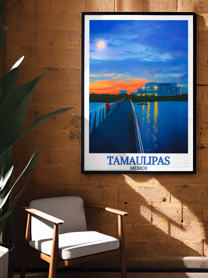 Explore the vibrant landscapes of Tamaulipas with this Reynosa poster and Laguna del Carpintero artwork. Whether as part of your living room decor or as a special gift this Mexico poster adds a stunning touch to any space.