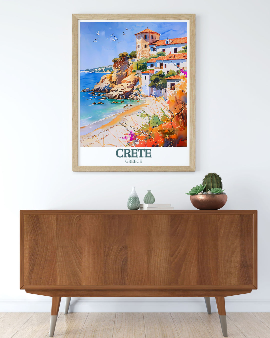 This captivating travel poster of Elafonissi Beach showcases the pristine lagoon and pinkish sands that make this Crete destination a must visit. Perfect for home decor or as a gift, this art print celebrates the untouched beauty and tranquility of one of Greeces most scenic beaches.