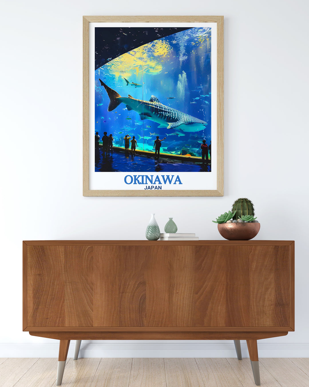 Okinawa Churaumi Aquarium vintage print capturing the unique marine biodiversity and cultural heritage of Okinawa perfect for enhancing any room with beautiful and meaningful wall art