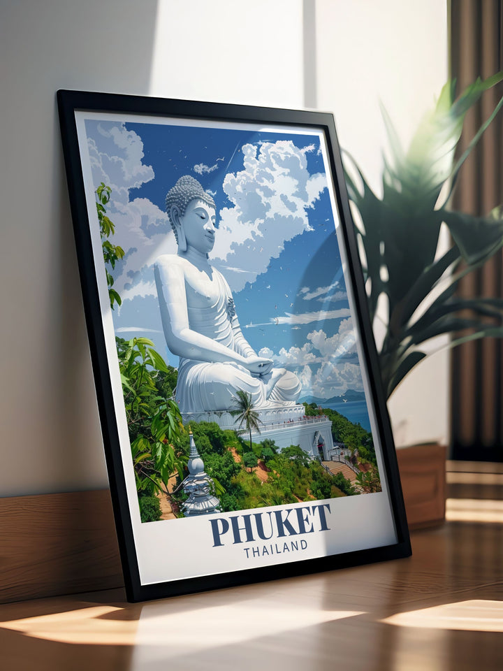 Beautiful Thailand wall art featuring the Big Buddha set against a serene backdrop ideal for adding a touch of Southeast Asia charm to your living space or as a thoughtful gift for loved ones