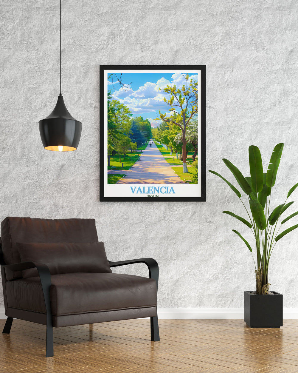 This poster of Valencias Turia Gardens invites viewers to experience the calming greenery of the citys iconic park. Perfect for those who enjoy travel and nature, this print is an excellent way to celebrate Spains vibrant and peaceful landscapes.