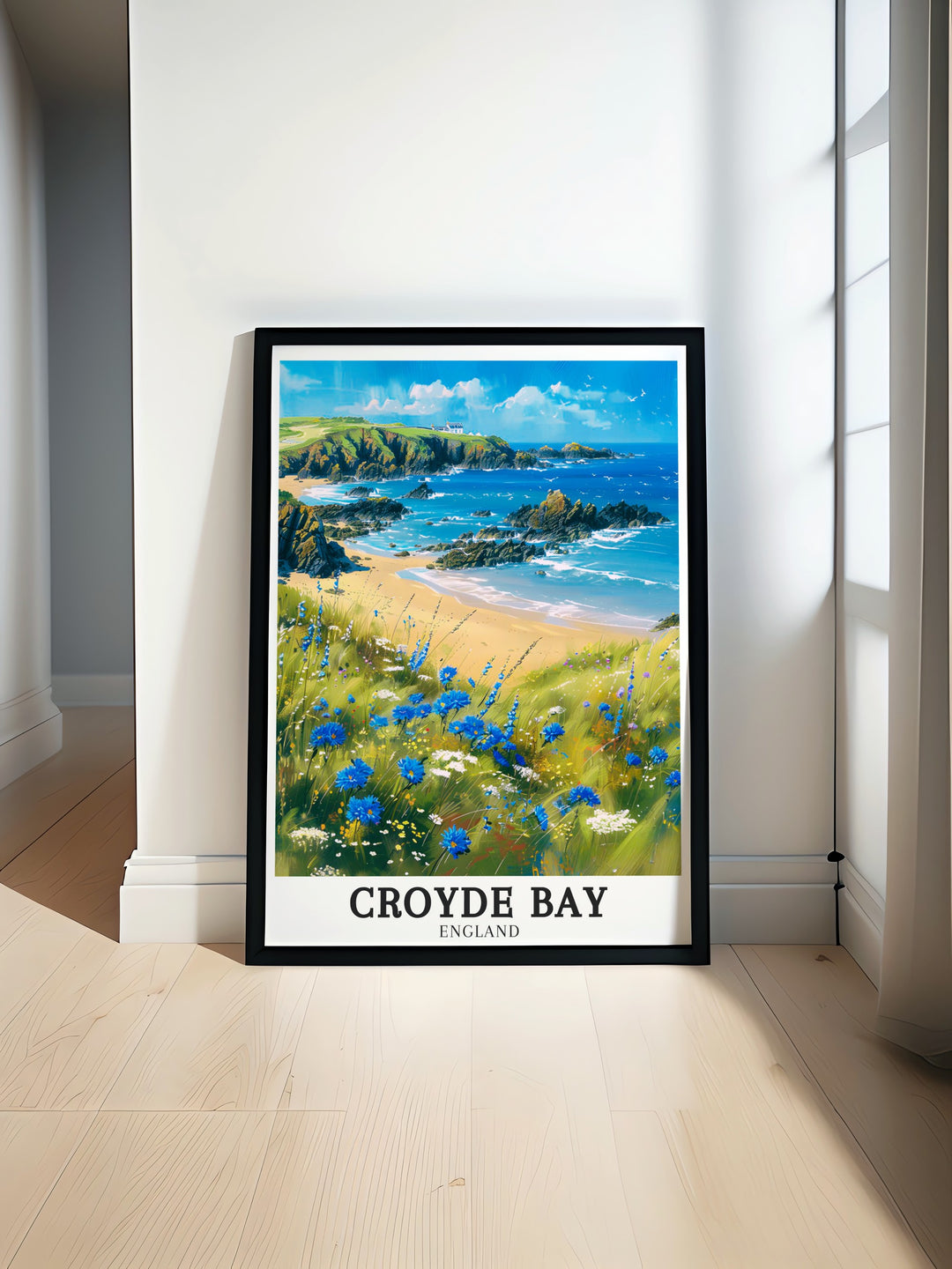 Bring the beauty of North Devons coastline into your home with this Croyde Bay travel print. With Baggy Points dramatic cliffs and the peaceful shores of Croyde Bay in the foreground, this print adds a serene touch to any room.