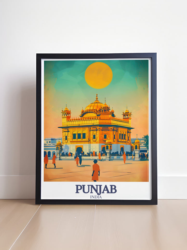 High quality Golden Temple, Amrit Sarovar wall art capturing the peaceful ambiance and historical grandeur of Punjabs most famous landmark ideal for any home or office decor enhancing your art collection.