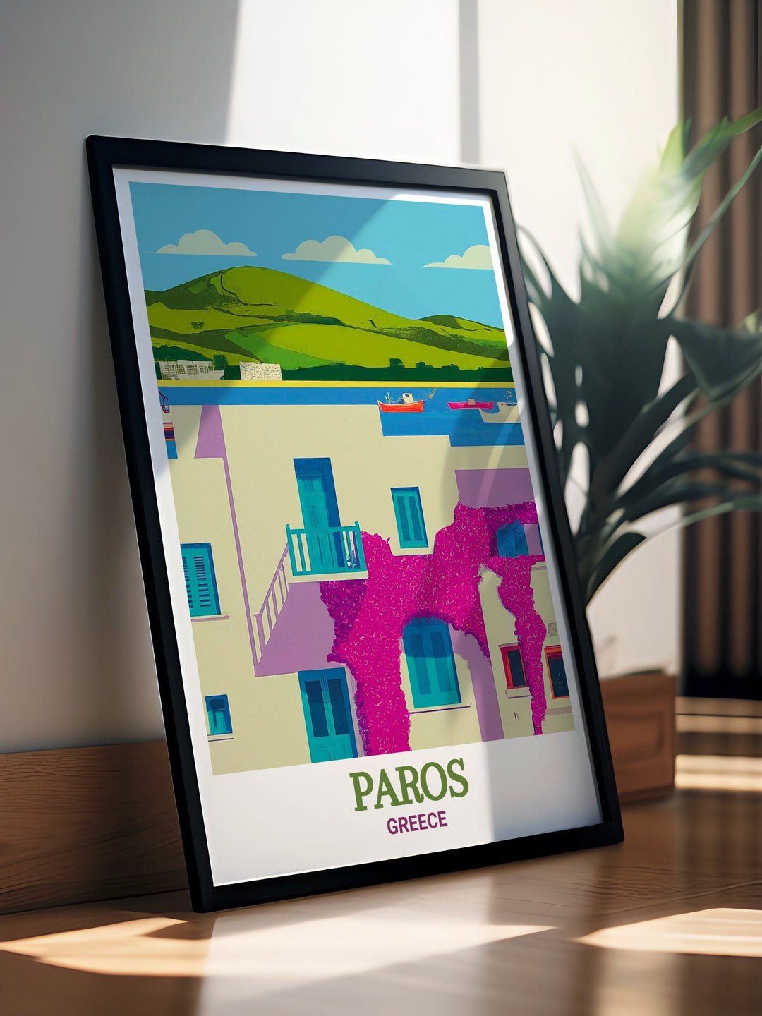 Enhance your living space with this Paros wall art featuring Parikia. The intricate details of the towns architecture and coastal views are beautifully captured, providing a sense of the laid back lifestyle and rich history of Paros.