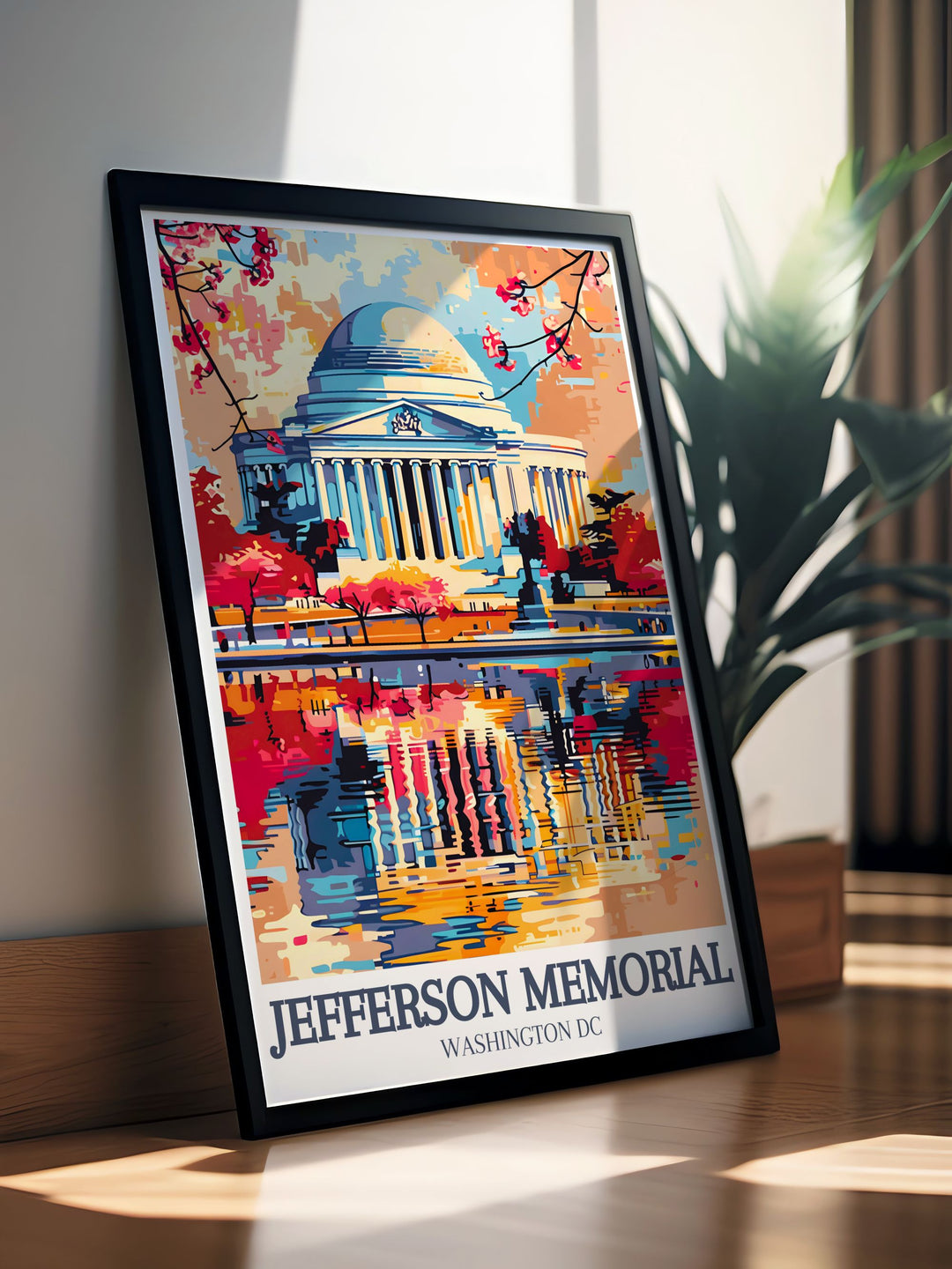 This stunning art print of the Jefferson Memorial features the grand rotunda and the breathtaking view of the Tidal Basin. A perfect addition to your patriotic wall art collection, it commemorates Thomas Jefferson and the ideals of liberty and independence.