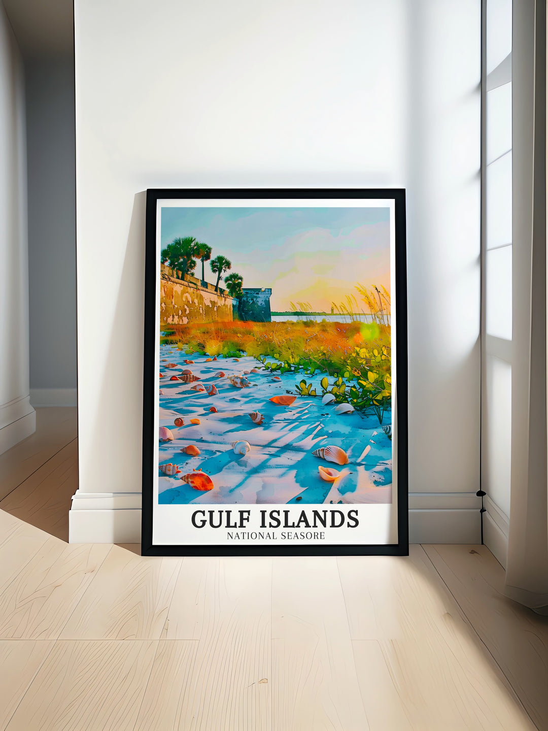 The Gulf Islands travel poster is a vivid representation of the natural beauty found in Floridas Gulf Coast. Featuring clear waters, white sands, and lush greenery, this poster transports you to the tranquil shores of the Gulf Islands. Perfect for travel enthusiasts and beach lovers alike, this poster is a stunning addition to any decor.