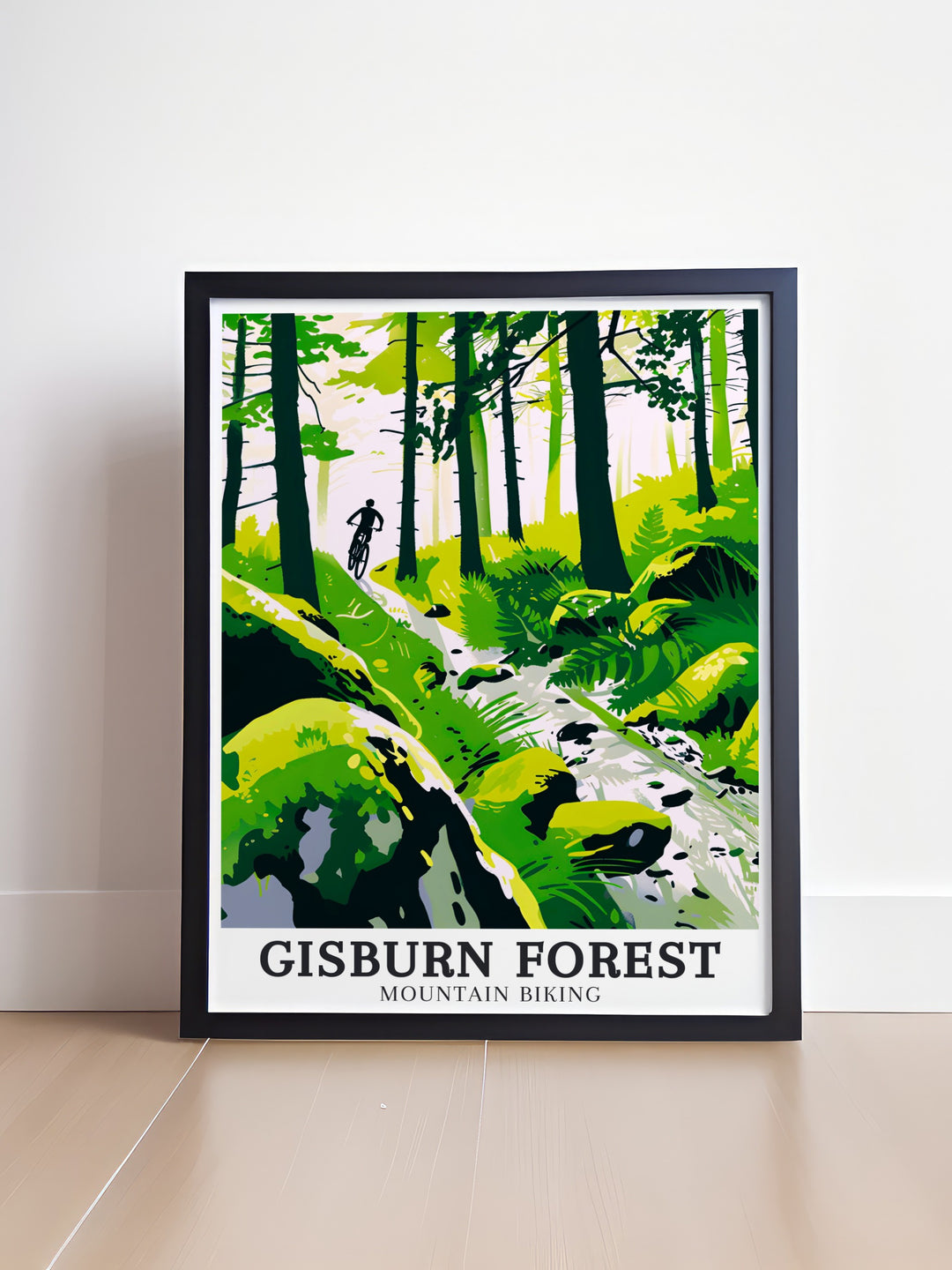 Experience the excitement of the Gisburn Forest Blue Route MTB trails with this beautifully crafted cycling wall art ideal for nature lovers and mountain biking fans looking for unique art prints