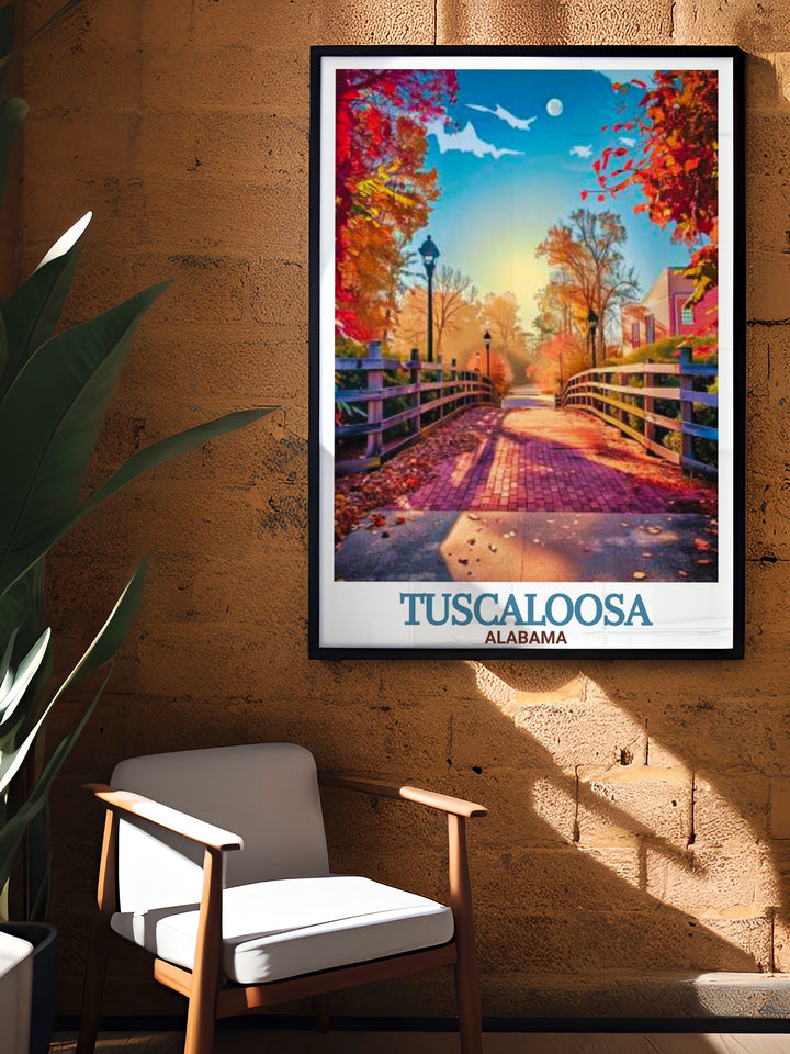 Tuscaloosa city map and Tuscaloosa Riverwalk wall art a vibrant Tuscaloosa decor piece capturing the charm of Alabama ideal for gifts and modern prints that bring Tuscaloosas energy into any room enhancing your living space