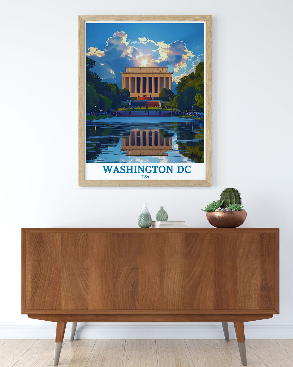 Elegant Washington DC art print showcasing The Lincoln Memorial ideal for adding a touch of sophistication to your living room or office space