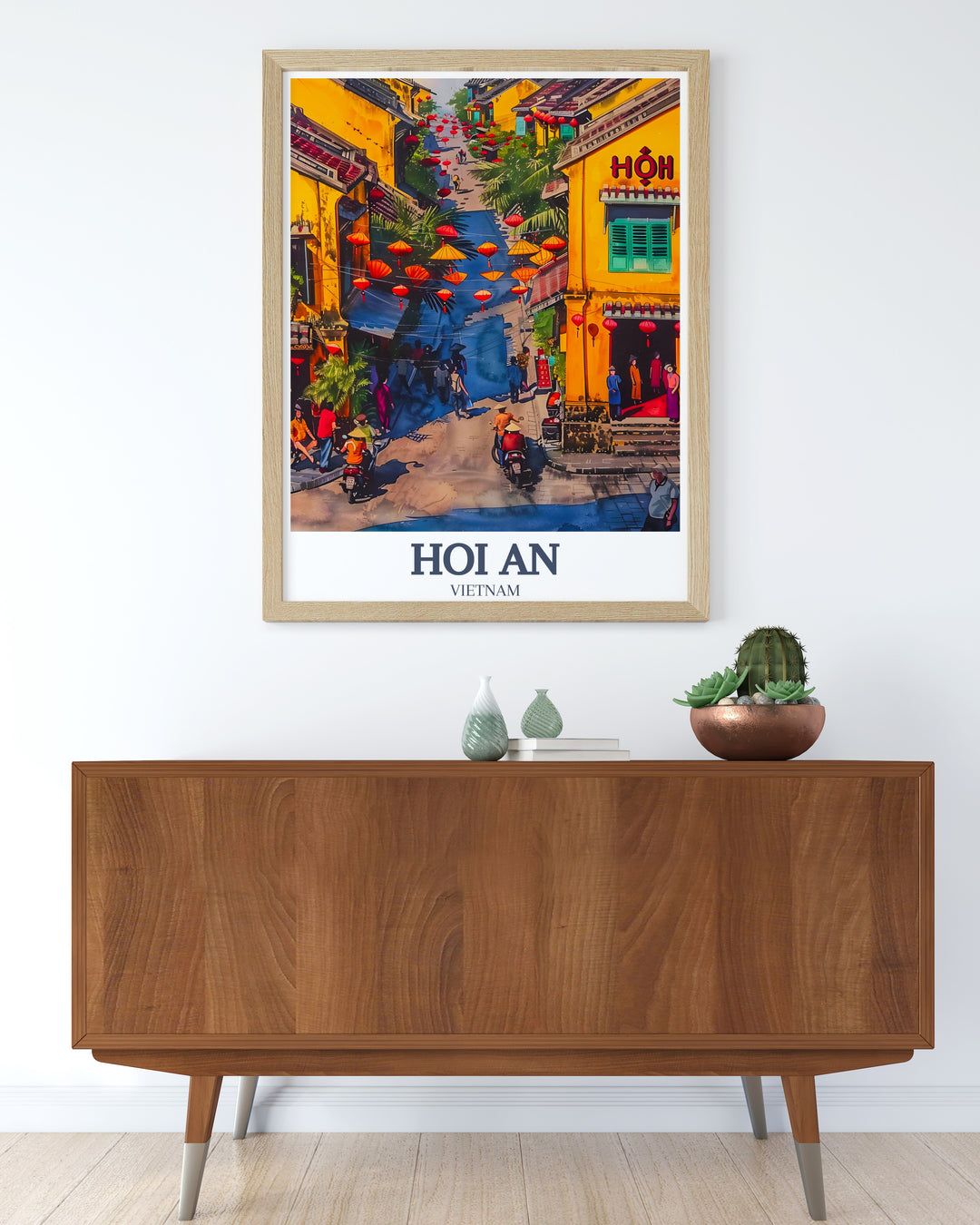 A vibrant Hoi An poster print that captures the historic charm of Nguyễn Thái Học Street in Hoi An Ancient Town. Perfect for travel lovers and history enthusiasts, this print brings the beauty of Vietnams streets into your home décor.