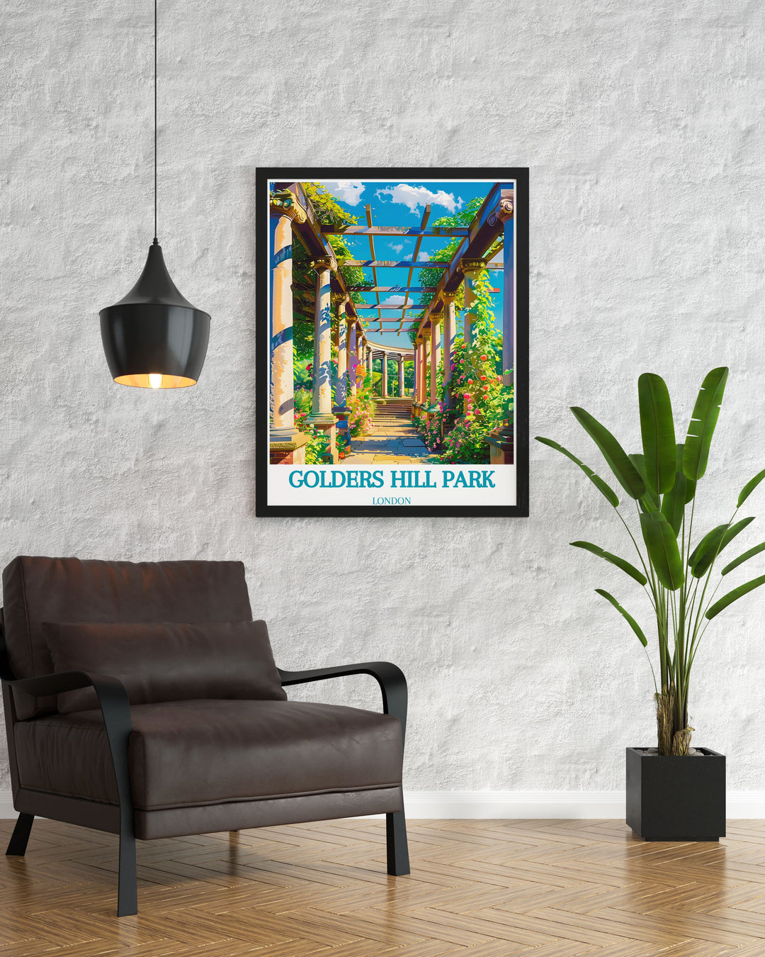 Framed art print of The Pergola and Hill Garden, capturing the essence of its historical and architectural beauty, ideal for history enthusiasts and those who appreciate the elegance of Edwardian design.