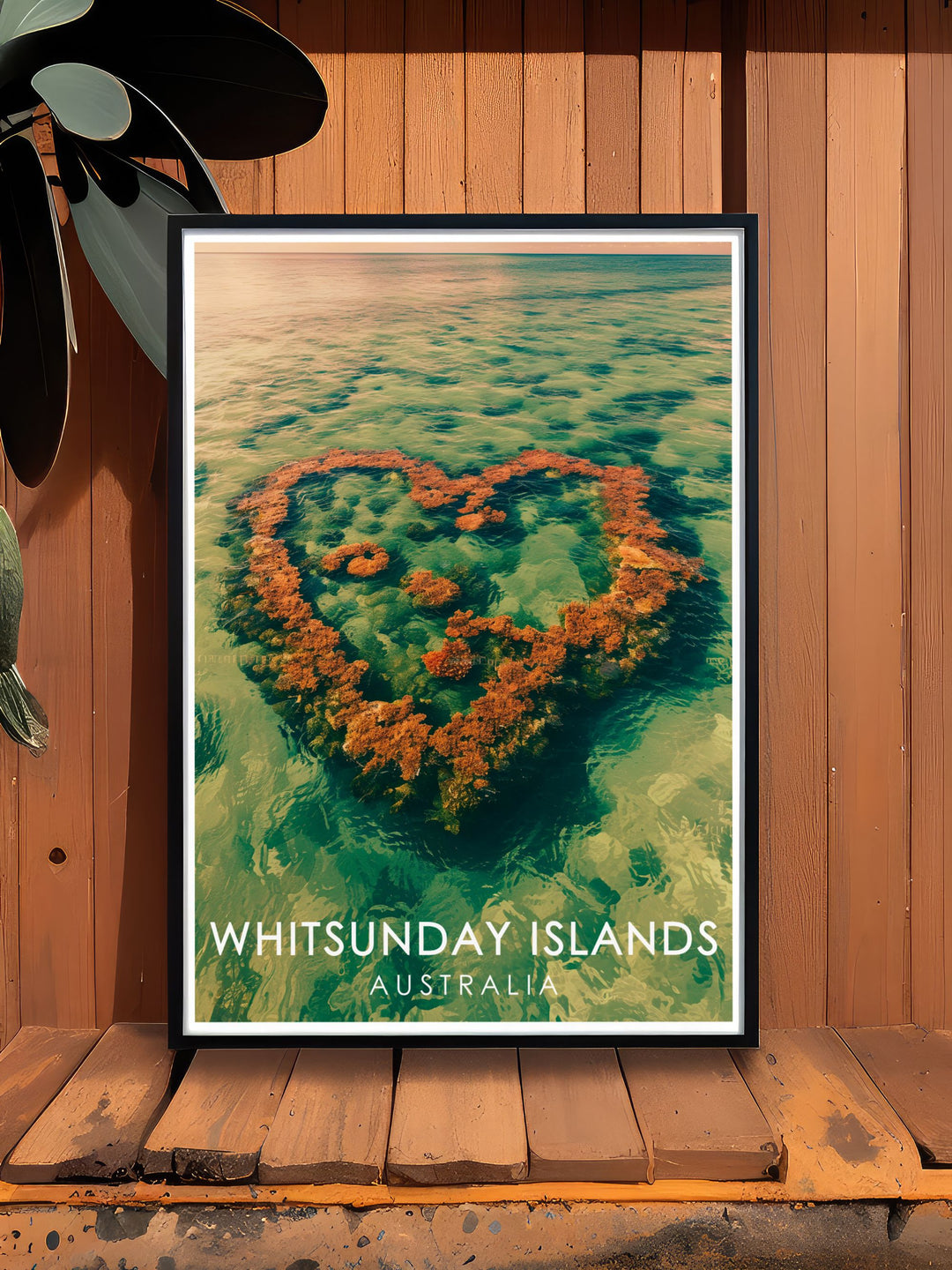 Modern Heart Reef print capturing the colorful coral reefs of Australia ideal for nature enthusiasts and unique home decor accents