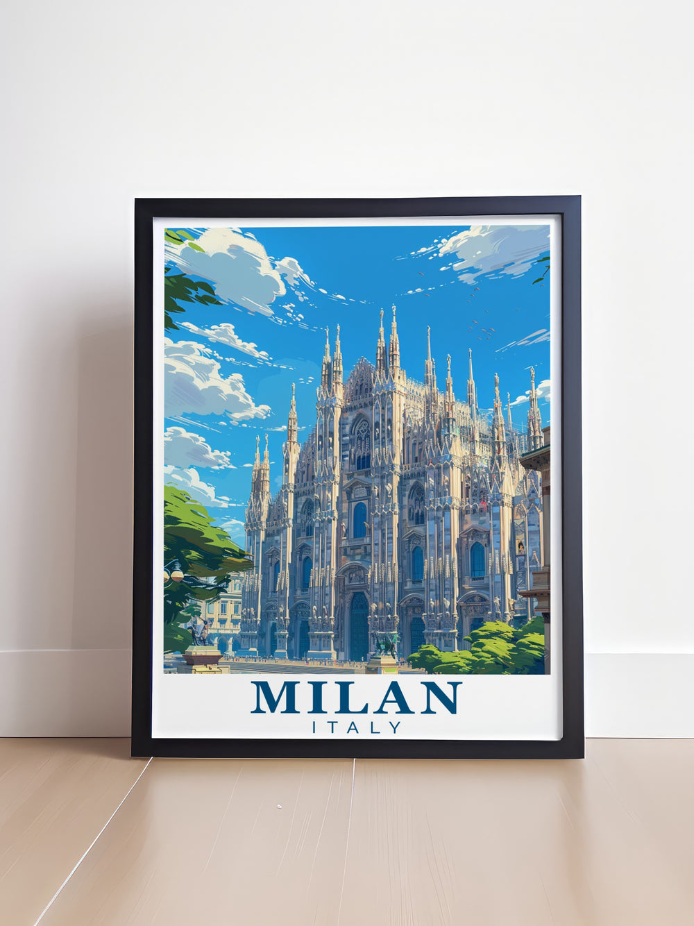 The Milan Poster Print captures the elegance of the Duomo di Milano, highlighting the gothic architecture and beauty of this iconic landmark. Paired with Italys rich cultural charm, this travel print is the perfect way to bring Milans history and style into your home or office decor.