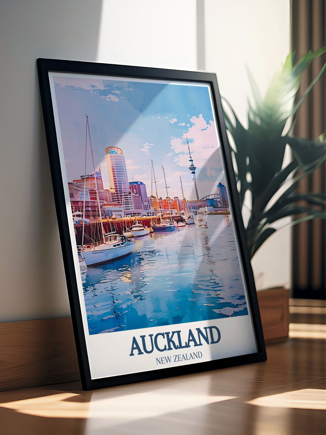 Captivating digital download of Aucklands skyline, featuring the iconic Auckland Harbour Bridge and the serene Waitematā Harbour. This print captures the essence of New Zealands largest city, perfect for any art collection or as a travel memento.
