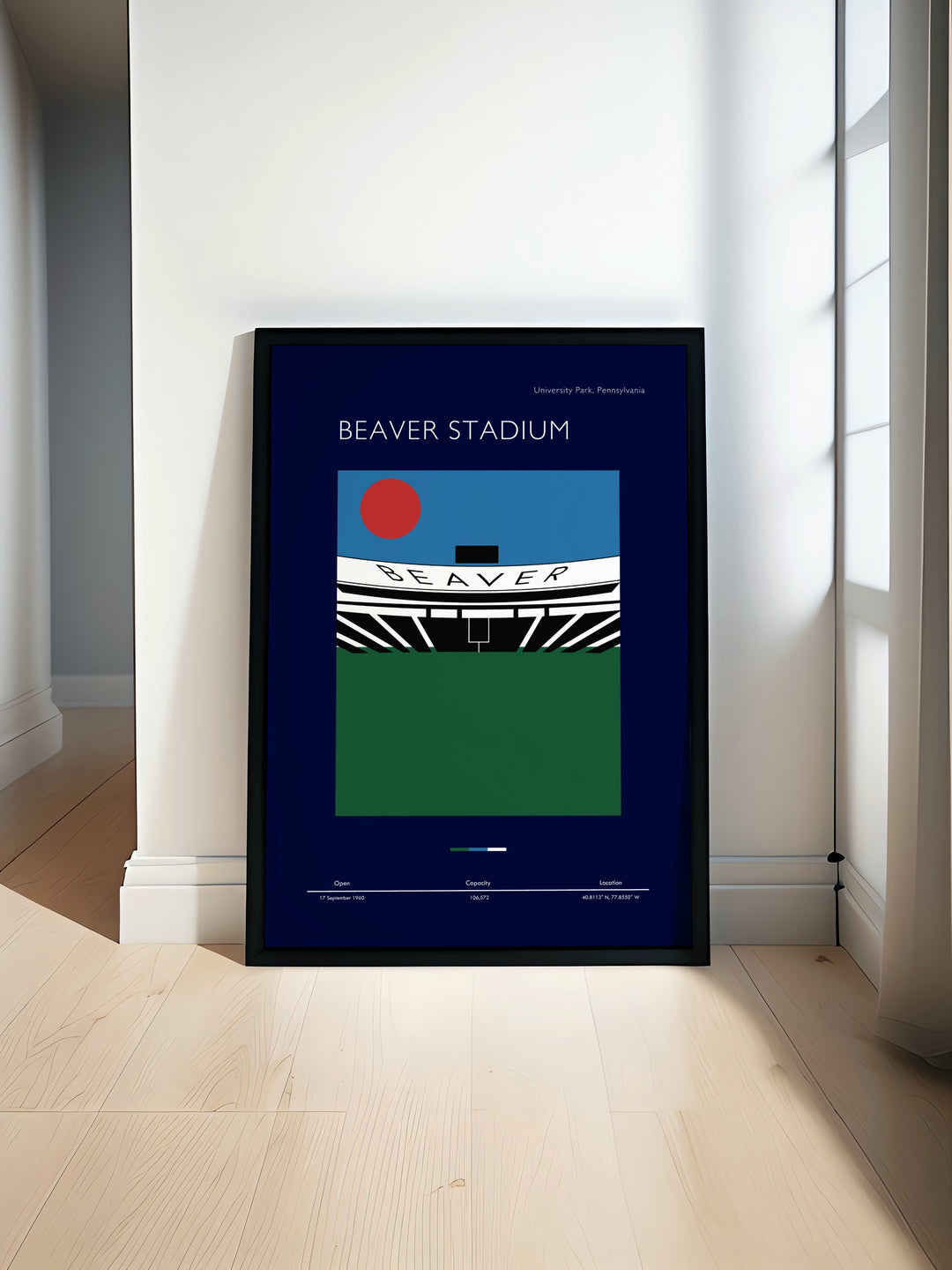 Beaver Stadium travel poster featuring Penn State Football capturing the energy of the Nittany Lions on game day perfect for college football fans and those who cherish Pennsylvania prints and Penn State art for home or office decor