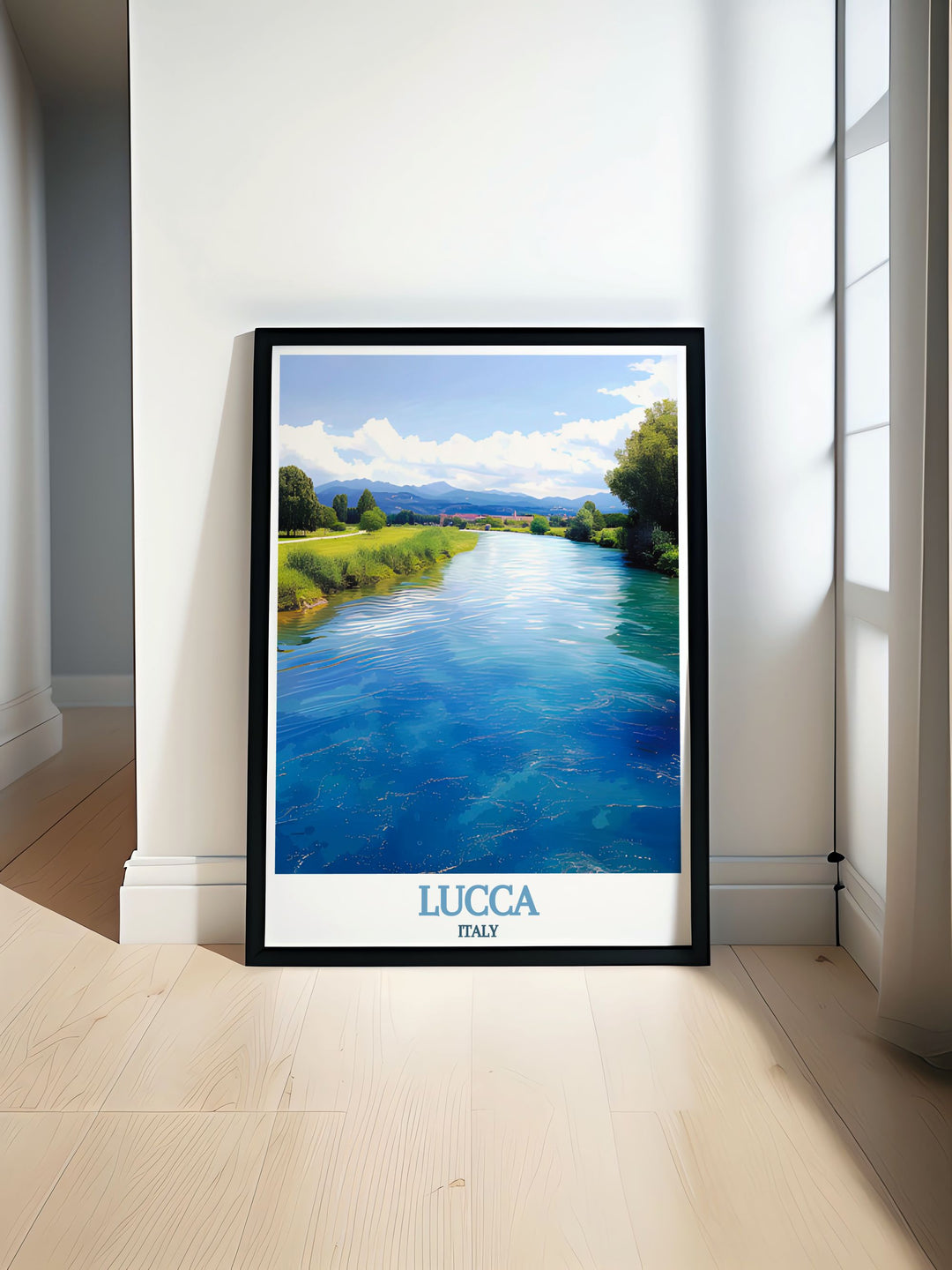 Lucca Wall Art showcasing vibrant city streets and fine line prints alongside Serchio River modern prints perfect for adding a touch of elegance to any living room or office decor