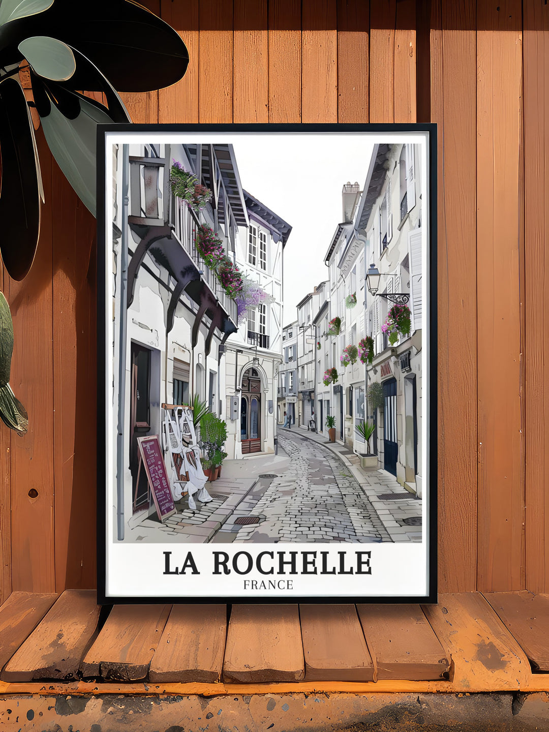 Captivating La Rochelle poster showcasing the enchanting streets of the Old Town and the bustling Centre Ville. The print highlights the unique blend of history and modernity that defines La Rochelle, making it a perfect addition to any France art decor collection