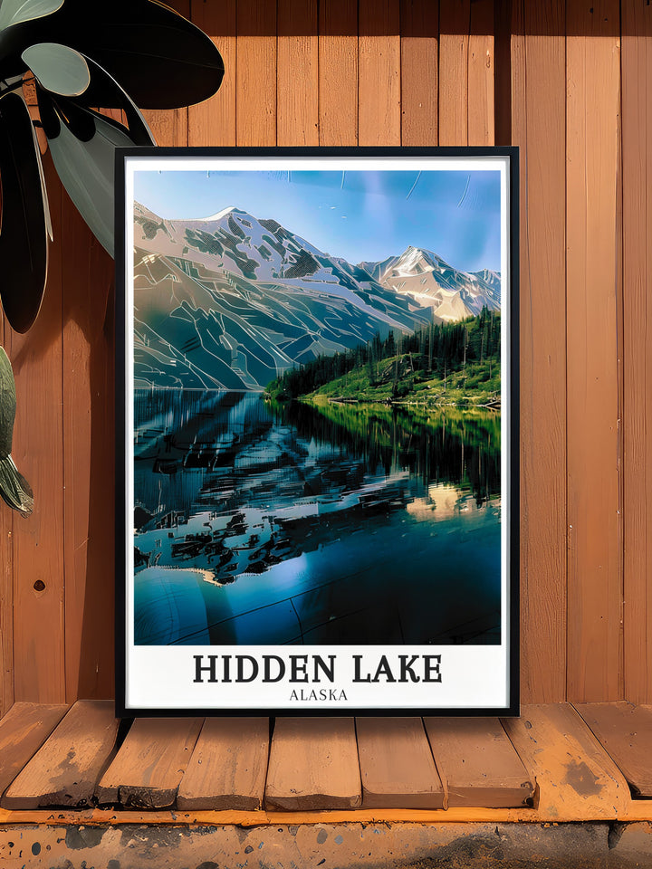 Kenai Peninsula wall poster capturing the dramatic beauty of Alaskas rugged landscapes. This print offers a detailed view of the regions towering mountains and pristine rivers, creating a bold and adventurous atmosphere in any space.