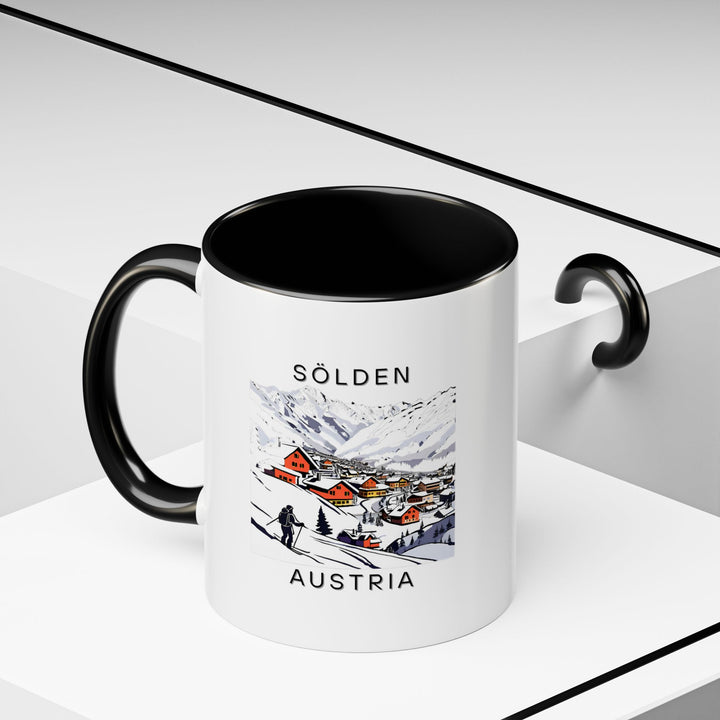 Experience the alpine beauty of Sölden Austria with this beautifully crafted mug. Featuring artwork of the town’s breathtaking landscape, it’s perfect for coffee or tea lovers. The mug is dishwasher and microwave safe, making it easy to use and maintain.