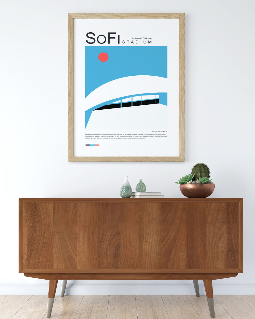 Perfect for Rams fans this Los Angeles poster featuring SoFi Stadium makes an ideal gift for boyfriends husbands dads or friends who love football and appreciate elegant design