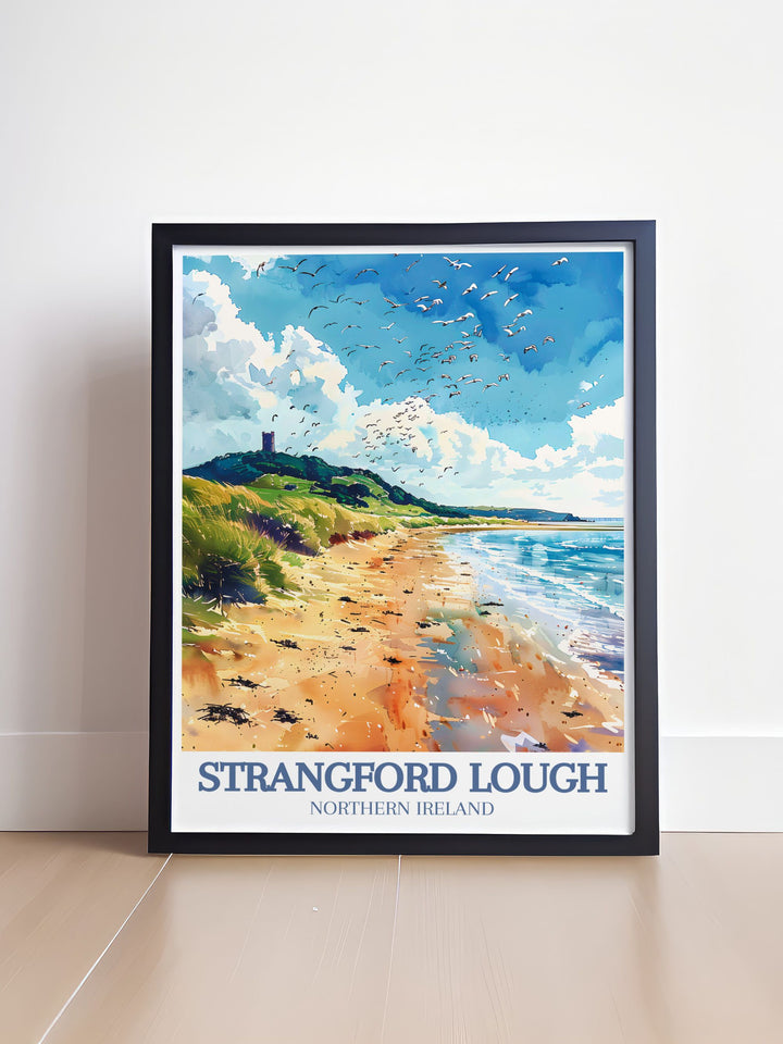 Strangford Poster featuring Audleys Castle and Strangford Lough Marine Nature Reserve adds a touch of Northern Irelands charm to your home a perfect wall decor for nature and history enthusiasts