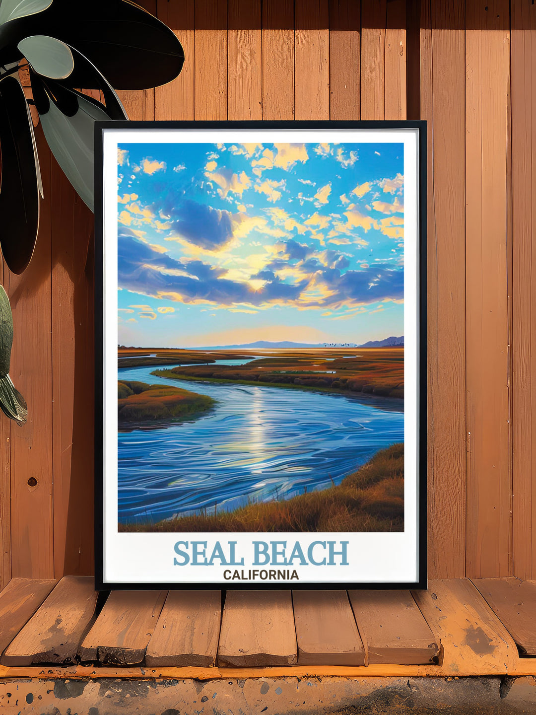 Seal Beach Print features the stunning natural beauty of the California coast, with its peaceful beaches and vibrant wildlife refuge. This wall art is a great addition to any home, bringing a calming coastal atmosphere to any room. Perfect for beach lovers and travelers alike.