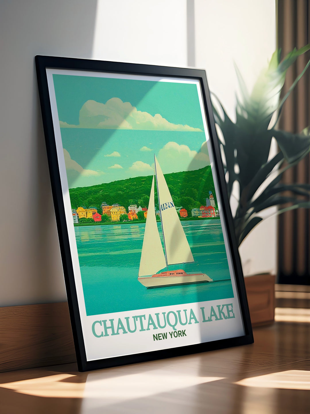 Immerse yourself in the natural splendor of Chautauqua Lake with this detailed canvas art, offering a glimpse into the serene landscapes of New York State. A captivating addition to any home or office decor.