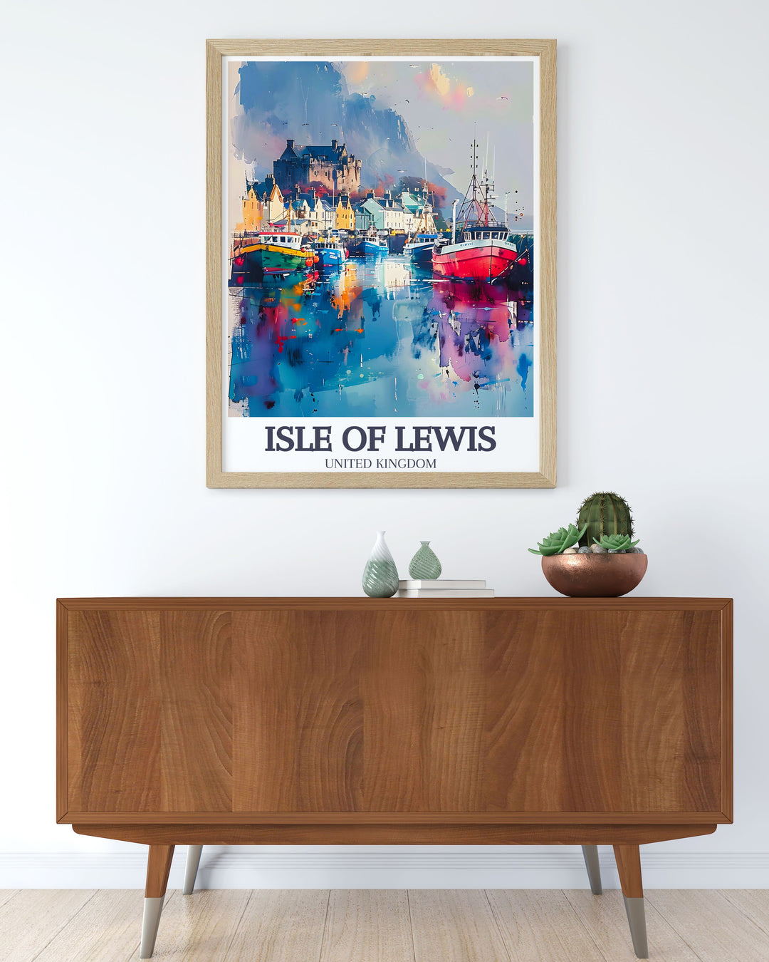 A stunning Isle of Lewis art print featuring the picturesque Stornoway Harbour. The vibrant colors and intricate details make this artwork an ideal decor choice for anyone who appreciates Scotlands natural beauty and rich heritage.