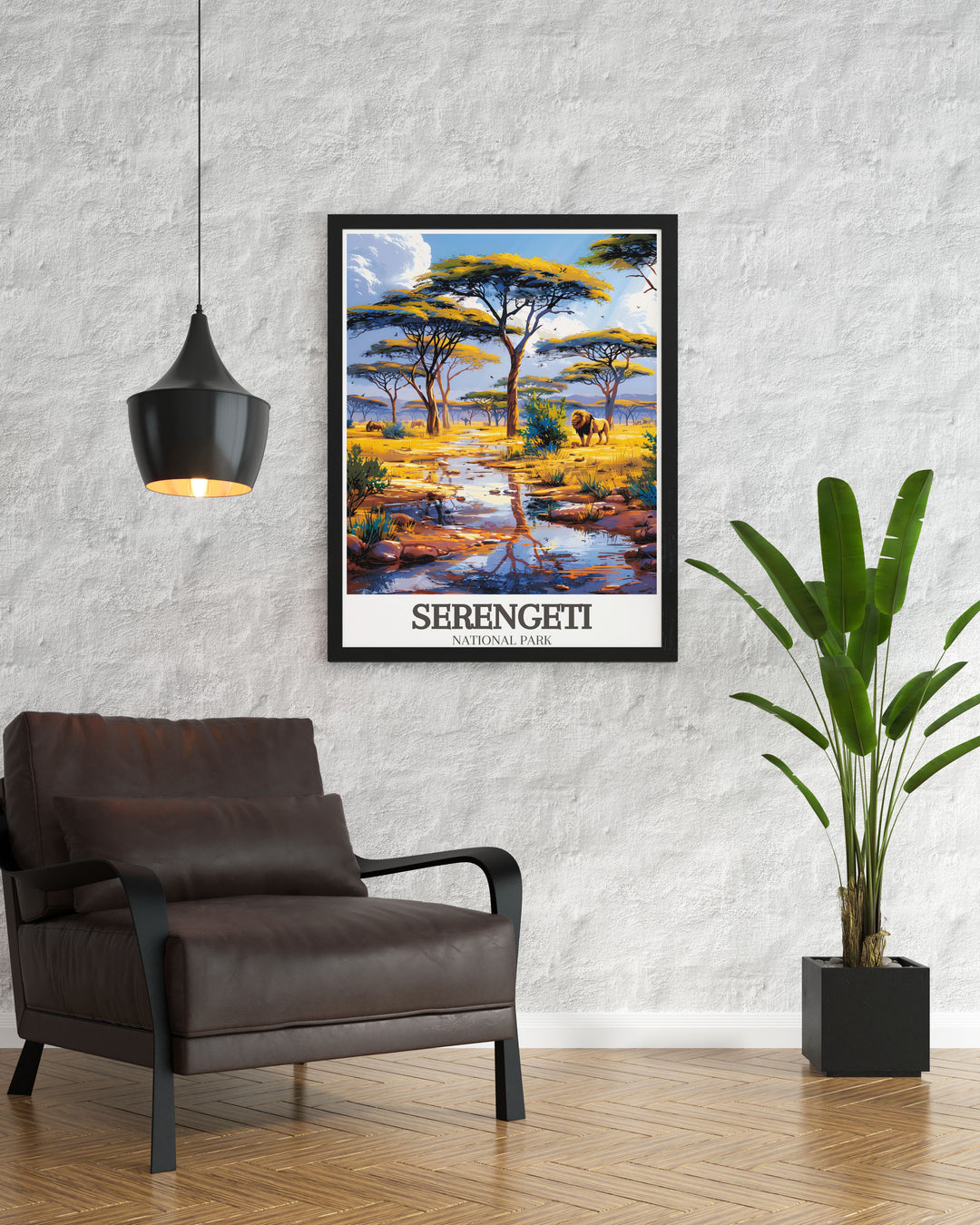 Tanzania poster featuring Acacia tree Wildlife savanna scene a captivating artwork that brings the wild beauty of Africa to your walls