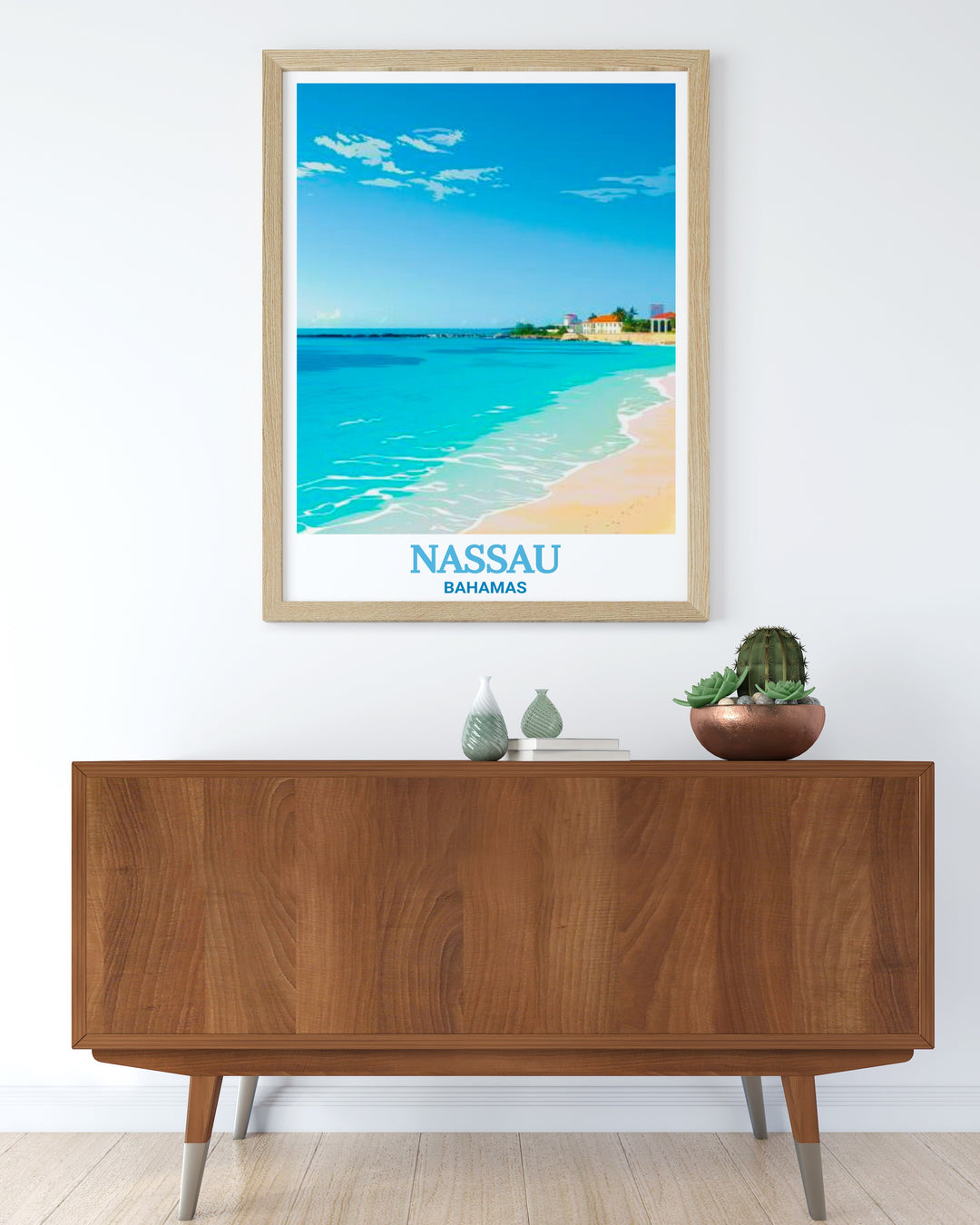 Caribbean Canvas Art of Nassaus Junkanoo Beach, with vibrant colors reflecting the beauty of the Caribbean. This art piece transports you to the sun drenched beaches of the Bahamas, providing a perfect visual escape for those who love tropical destinations and coastal getaways.