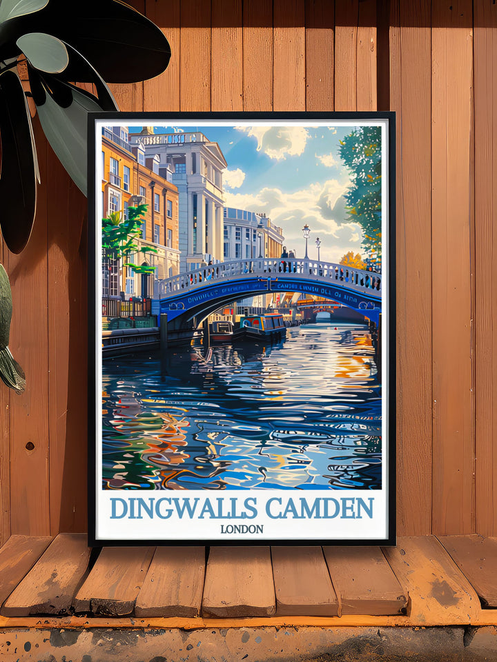 This vintage inspired travel poster highlights Primrose Hills serene landscapes and panoramic views, ideal for those who appreciate the quieter side of London.
