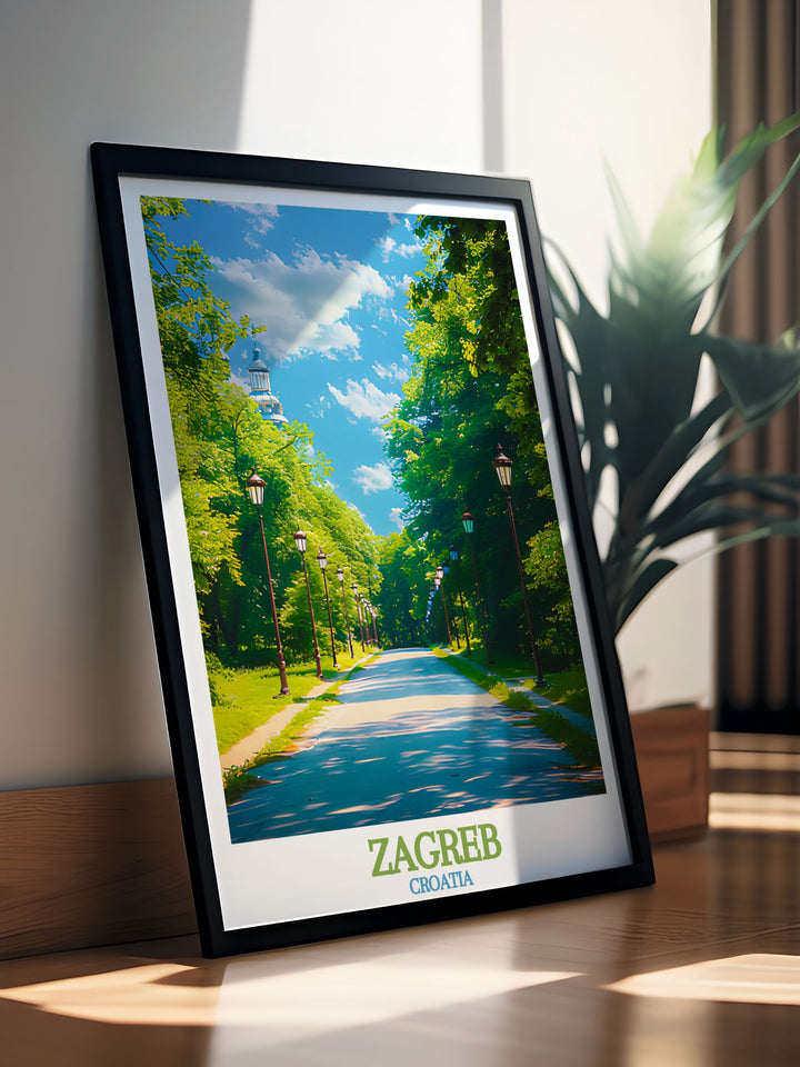 Maksimir Park framed print capturing Zagrebs natural beauty. An excellent choice for holiday gifts or enhancing your home with elegant decor.