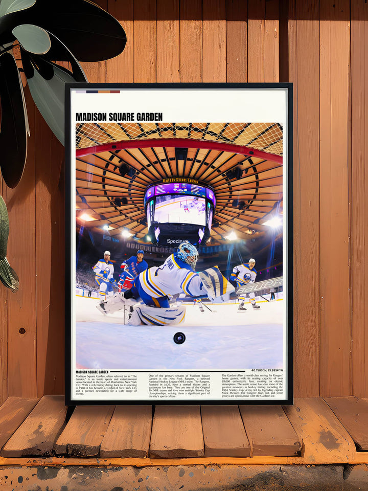 Retro NHL Poster of New York Rangers stars Jacob Trouba Filip Chytil Jimmy Vesey and Ryan Lindgren ideal for birthdays and gifts for boys adding a piece of Madison Square Garden to their collection