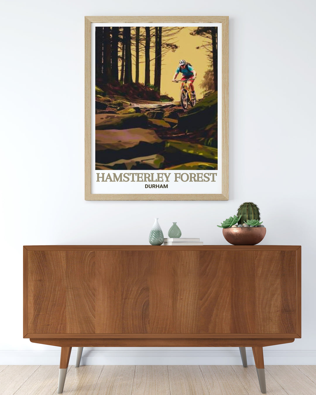 Experience the excitement of Hamsterley Forest Adventure Play Area mountain biking with this stunning print featuring scenic trails from County Durham and the North Pennines perfect for home decor or as a unique gift