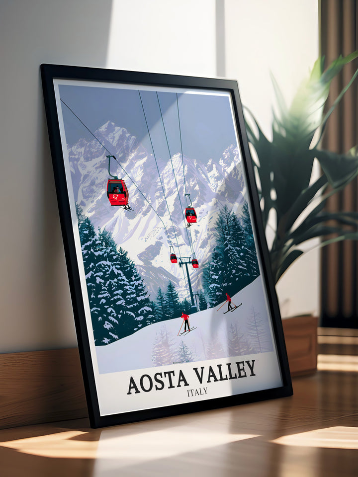 A custom print that celebrates the natural and adventurous spirit of Aosta Valley, Courmayeur, and Mont Blanc. This Italy wall art offers a unique perspective on these iconic locations, with detailed depictions that bring the landscapes to life. Whether displayed in a living room, office, or gallery, this print is sure to inspire and captivate anyone who gazes upon it.