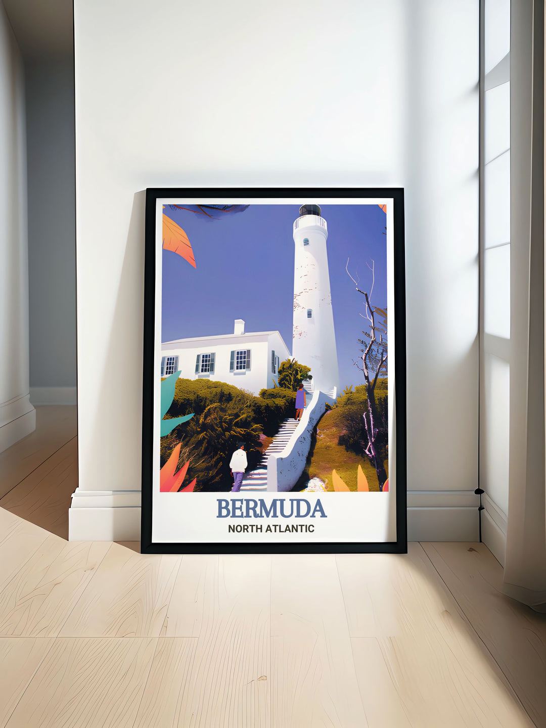 Gibbs Hill Lighthouse Modern Print showcasing the iconic lighthouse with stunning Caribbean landscapes perfect for elegant home decor and vibrant wall art