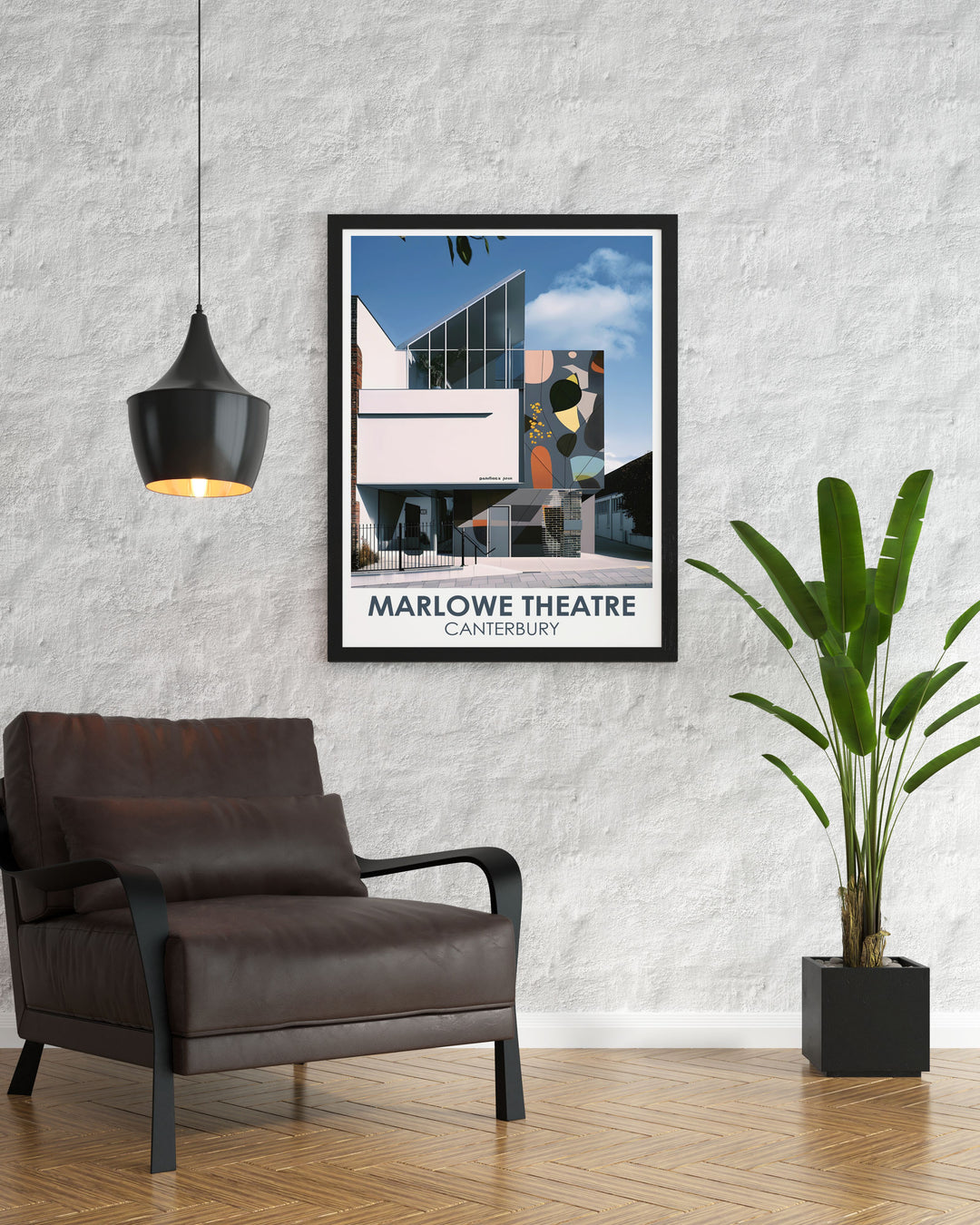 Capture the essence of Canterbury with this stunning poster of the Marlowe Theatre, highlighting its architectural splendor and cultural significance, perfect for adding a vibrant and artistic touch to any room in your home.